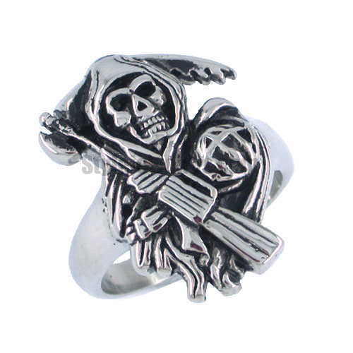 Gothic Biker Skull Ring Stainless Steel Jewelry Ring Men Ring SWR0000 - Click Image to Close